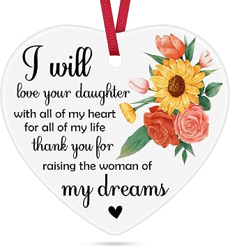 to My Mother in Law Christmas Ornaments for Christmas Tree Car Home Decoration Thank You Appreciation Gift for Mother in Law Birthday Mothers Day Wedding Ceramic Heart Keepsake
