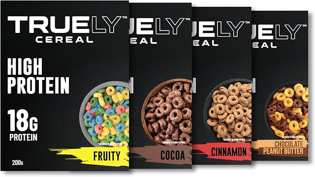 Truely High Protein Cereal Variety Pack, Pack of 4