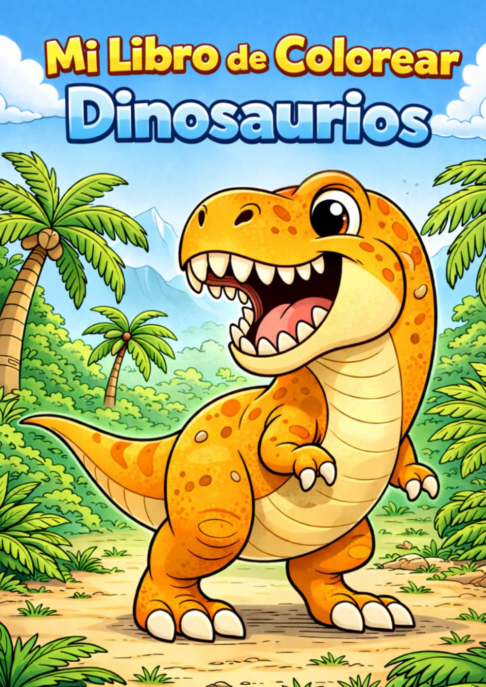 Mi Libro de Colorear Dinosaurios: Cuaderno de actividades infantiles de 4 a 9 años. Trazos gruesos para aprender a pintar animales prehistóricos y reducir el uso de pantallas