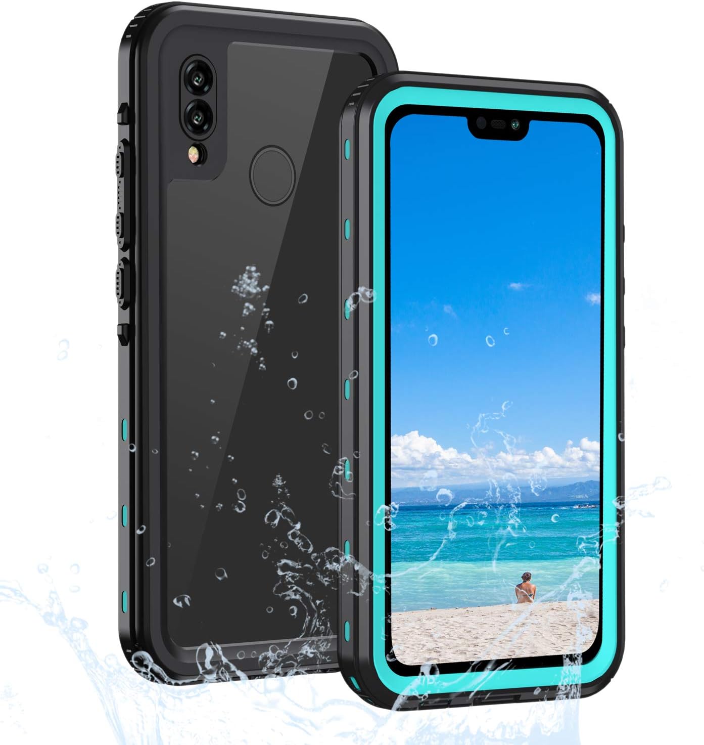 Lanhiem Huawei P20 Lite Waterproof Full Body Case, IP68 Certified Waterproof Shockproof Dustproof Snowproof Sealed Case Built-in Screen Protector Cases Cover Compatible with Huawei P20 Lite (Blue)