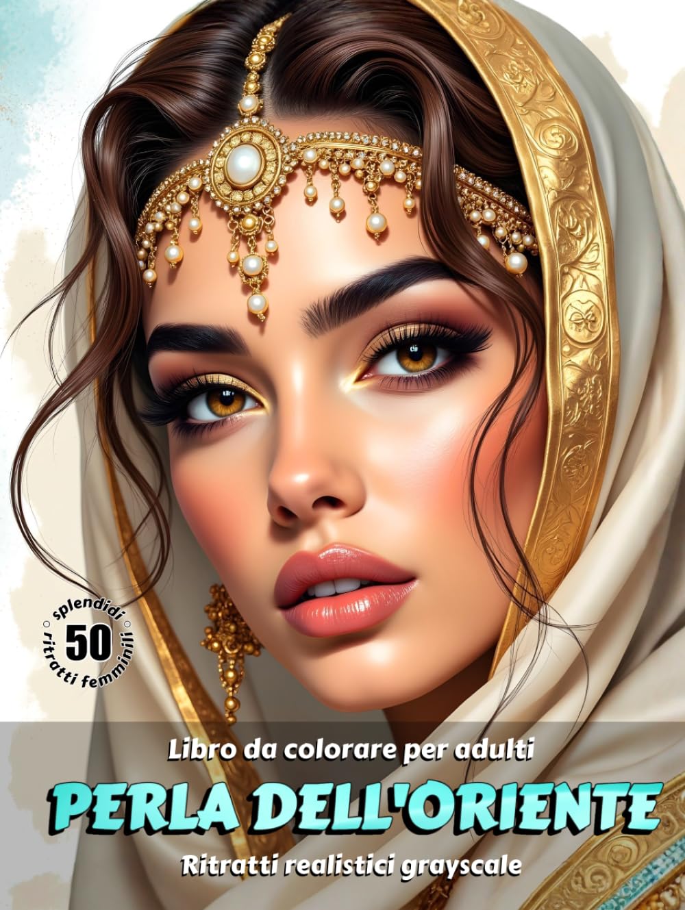 PERLA DELL’ORIENTE – Libro da colorare per Adulti | Ritratti realistici in scala di grigi | Estetica mediorientale | per Relax, Creatività Consapevole: Edizione italiana (Avventure colorate)