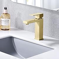 Vista 4 de sumerain Brushed Gold Bathroom Sink Faucet Single Hole Vanity Faucet Stainless Steel Oro cepillado