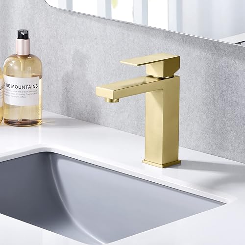 Miniatura 4 de sumerain Grifo de lavabo de baño de oro cepillado solo agujero grifo de tocador de acero inoxidable