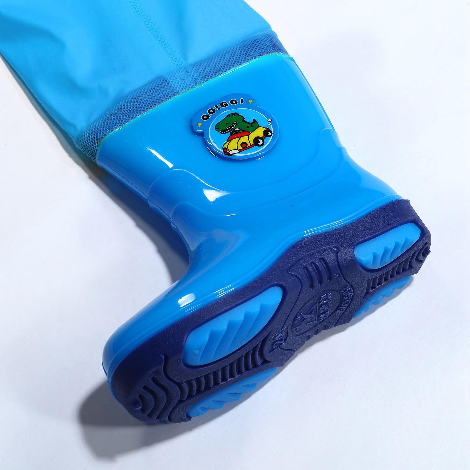 Generisch Wasserdichte Wathose mit Stiefel - Anglerhose Outdoor Bootfoot Gummi Watstiefel Kinderrutschfest Verstellbar mit Verstellbarer Schultergurt für Kinder Jungen Mädchen