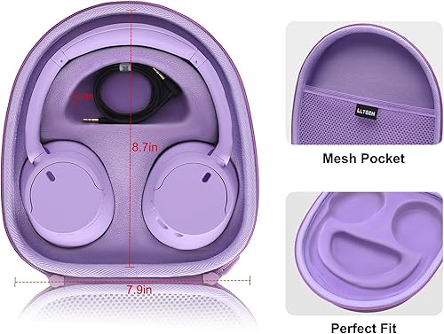 Miniatura 10 de LTGEM Funda rígida EVA para Sony WHCH700N o Sony WHCH710N Wireless Bluetooth con cancelación de ruido sobre la oreja, color negro exterior +