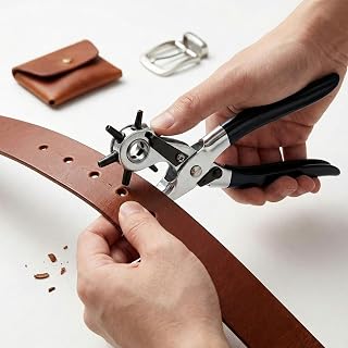 Revolving Leather Hole Punch Tool, Multi Hole Size Punch Tool for DIY and Craft for Watch Band, Shoes, Belt, Saddle, Dog Collar, Fabric and More(Black)