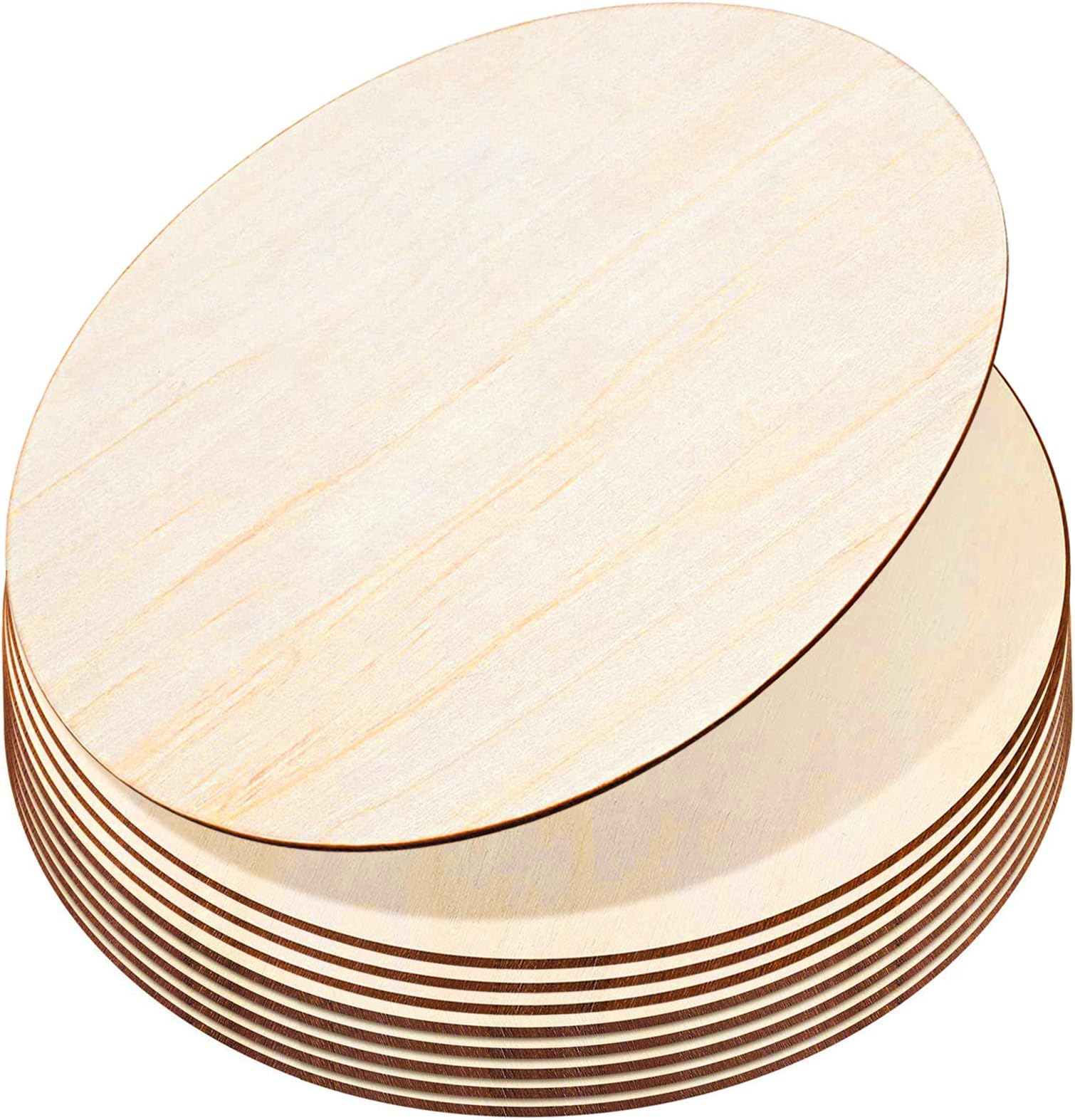 9/10 Pcs Christmas Wooden Circles Unfinished Round Plywood Wood for Xmas Decoration DIY Crafts Painting Staining Burning Coasters (9 Pcs 12 Inch)