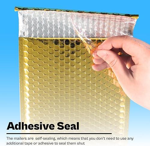 Miniatura 5 de PSBM - Sobres de burbujas rojas, 7.5 x 11 pulgadas, paquete de 250 unidades, metálico brillante, sobre acolchado de envío glamoroso, autosellado y