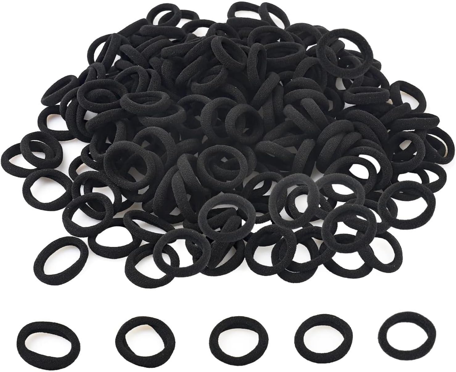 Elina 100 Pcs Baby Hair Ties for Girls and Kids Soft Premium Cotton Mini Elastic Rubber Bands Stretchable Non-Slip Small Ponytail Holder Tiny Scrunchies (Black Color) (Pack of 100)