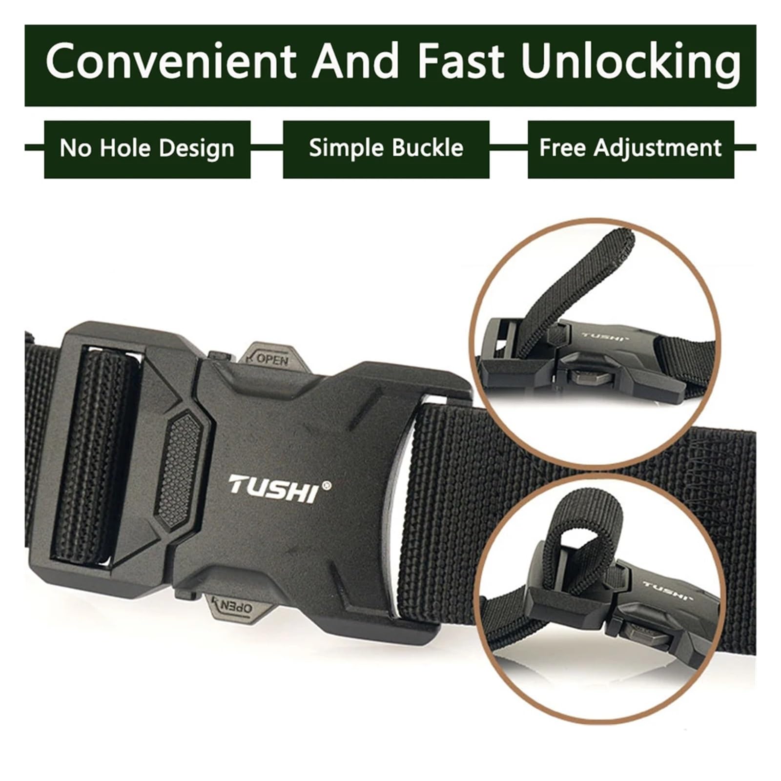 Correa de Amarre, Cinturón táctico Duradero de aleación de Aluminio con Hebilla enchufable de liberación rápida, cinturón de Vaquero for Exteriores. para Baca Bicicletas, Motocicletas(Elastic-Green)