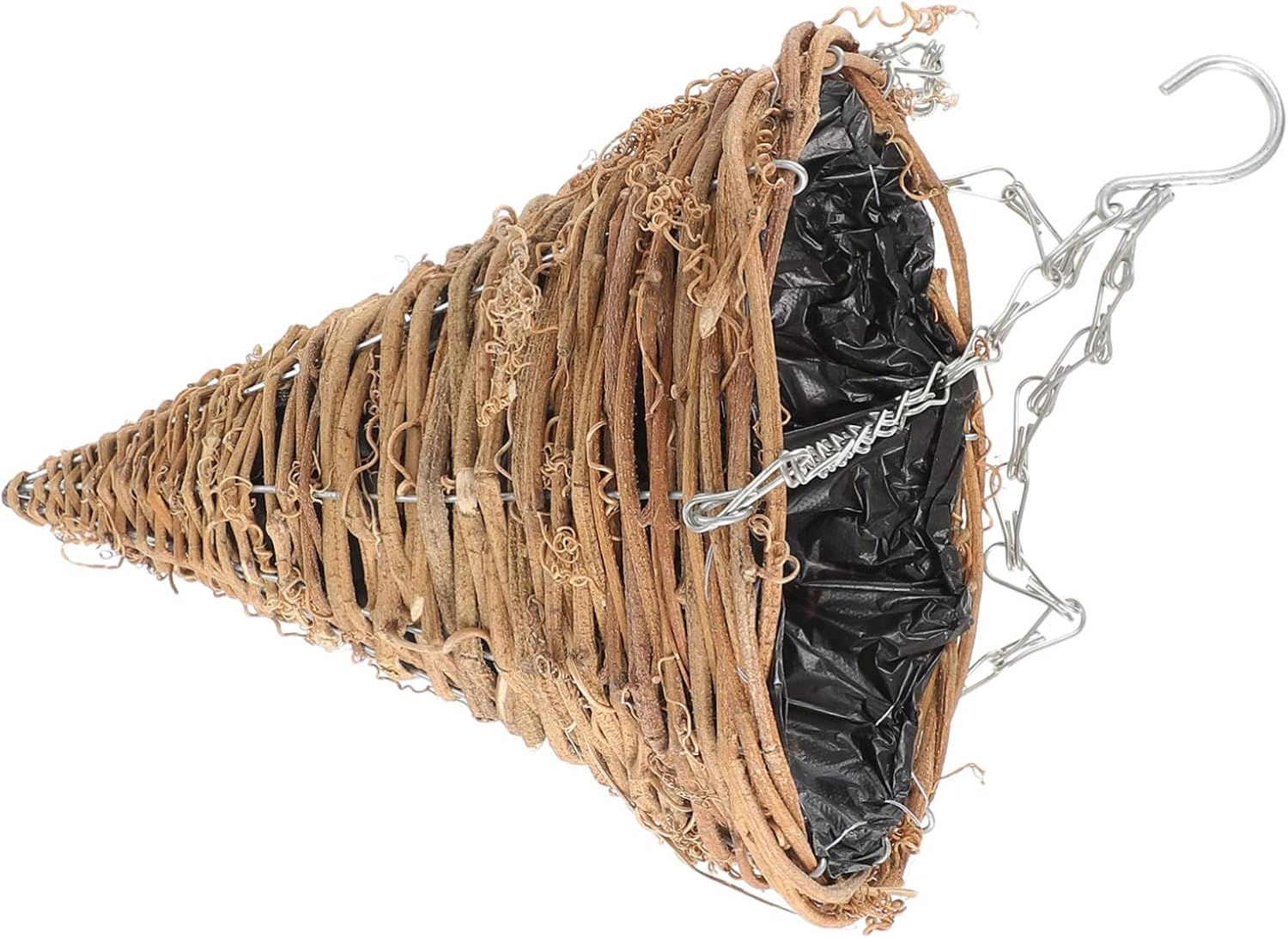 Rural Style Hanging Flower Basket for Dried Flowers Woven Decorative Cone Planter Hanging Chain Chic Boho Home Decor for Indoor and Outdoor Use