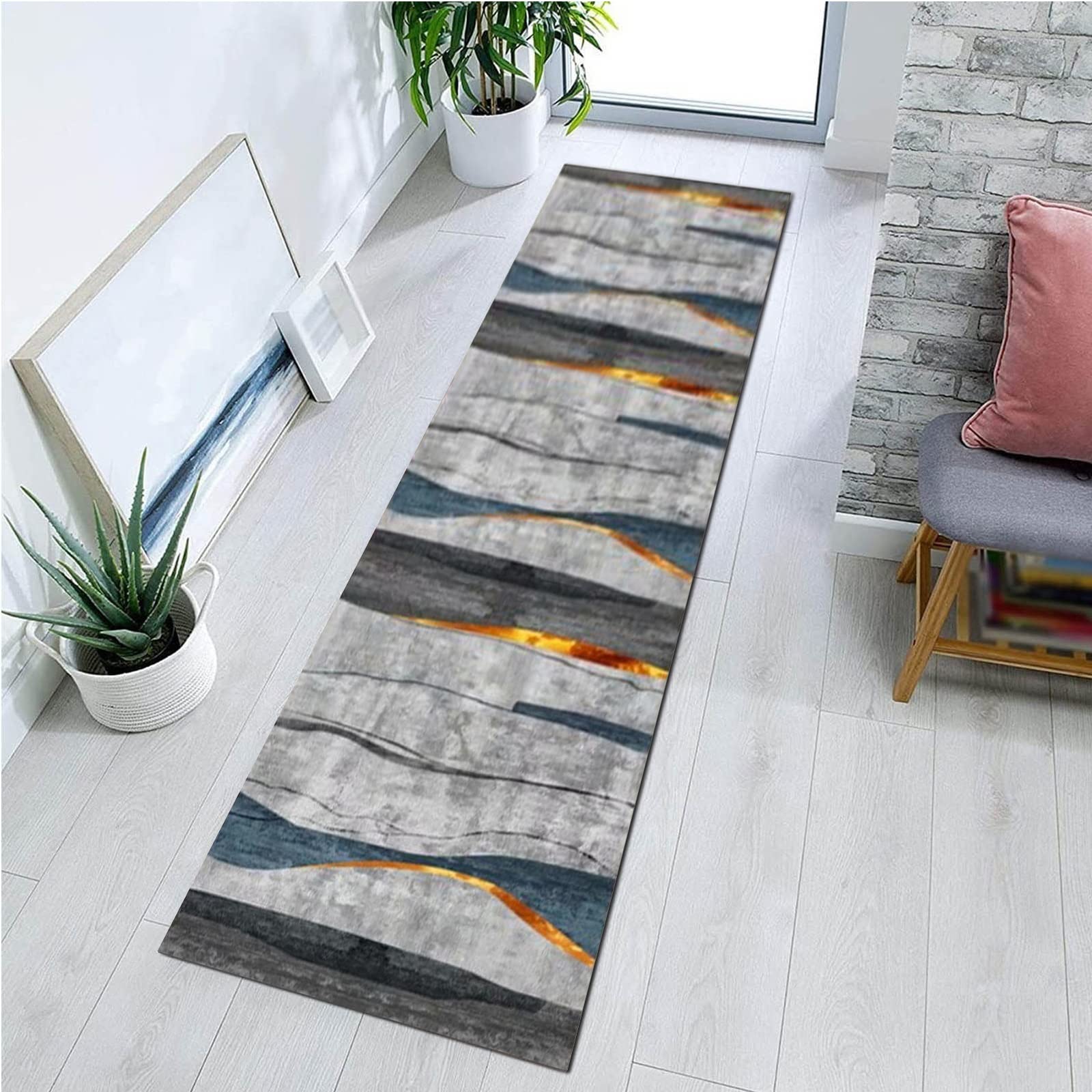 Hamankim Narrow Runner Rug For Hallway, Width 60Cm/70Cm/80Cm Long Carpet Runners Kitchen Stairs Entrance Floor Mats Non Slip Washable (Size : 70×600Cm/2.3Ft×19.7Ft)