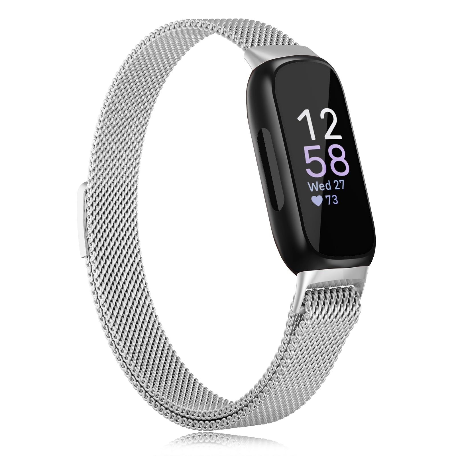 Tuocal Metal Strap compatible with Fitbit Inspire 3 Straps for Women Men, Magnet Stainless Steel Sport Mesh Loop Adjustable Wristband Replacement Strap for Inspire 3