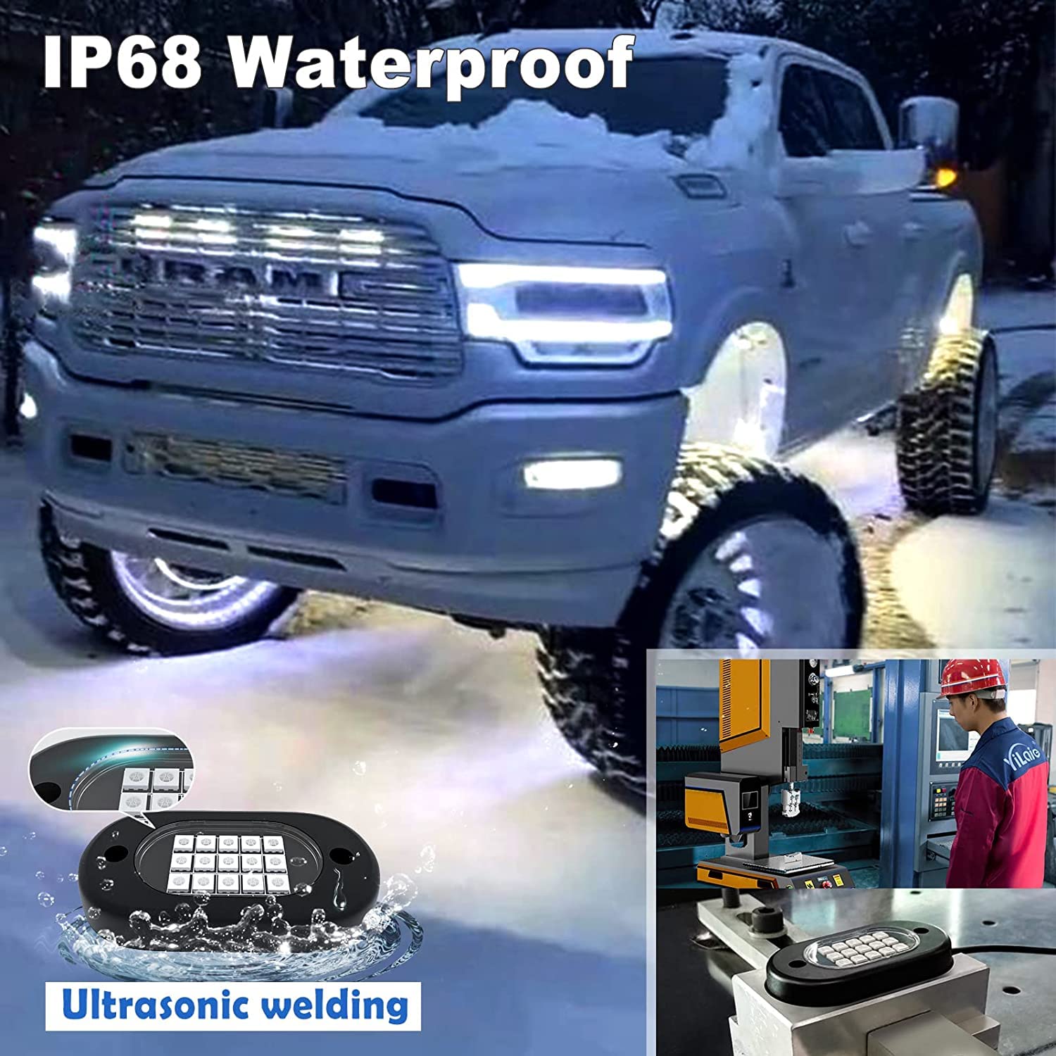 YiLaie RGB LED Rock Lights, 90 Luci LED con App Telefono/Telecomando per Timing Musica Moda Rock Lights Kit, Impermeabile Underglow Light per ATV RZR UTV SUV Off Road AUTO Moto (6 Pods)