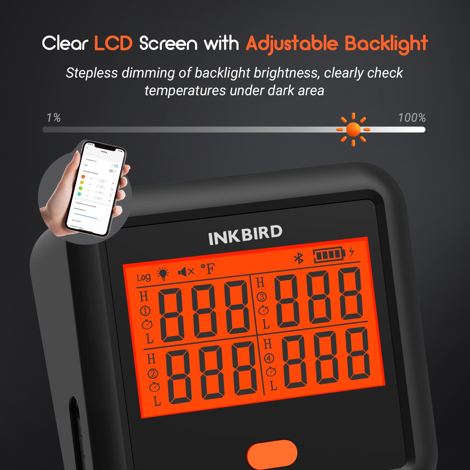INKBIRD Termómetro Cocina IDT-34C, Termómetro para Barbacoa Bluetooth, Termómetro Carne Inalámbrico con Alarma de Temperatura, Distancia de Conexión de 80 M, para Asar, Hornear, con 4 sondas