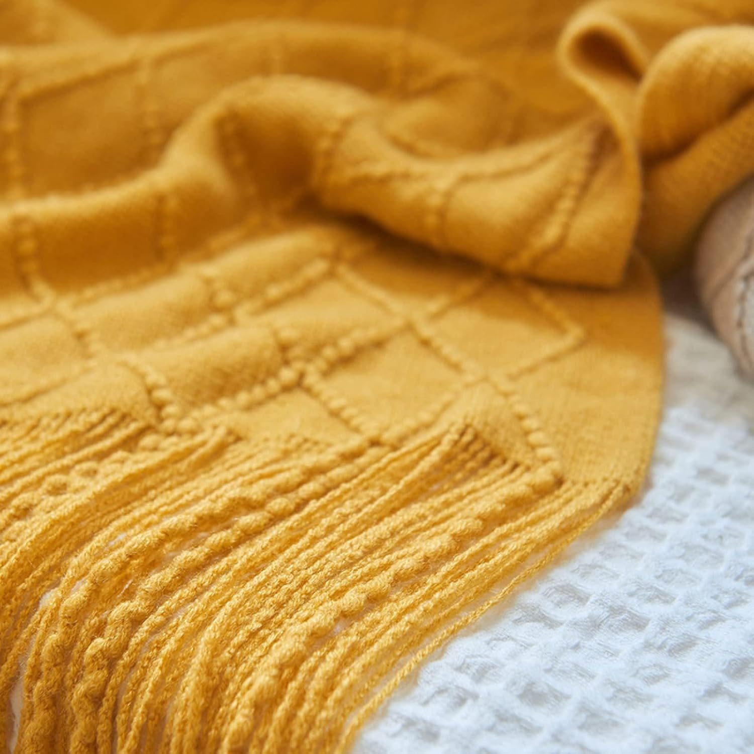 Bed Runner Hotel Bedspread Luxury Bed Scarf No Fading Soft Bed Tail Towel Modern Tassel Bedding Decoration for Queen, Double, Single, King Size Bed-Brown||King