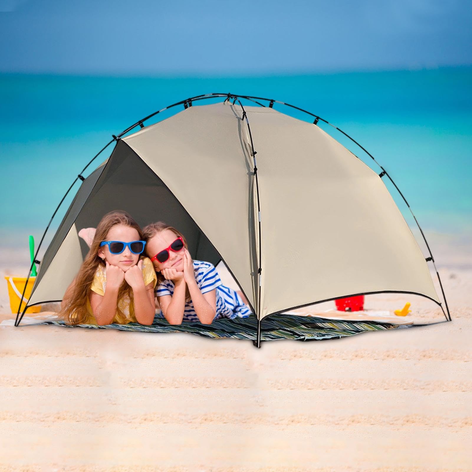 Tende da Esterno Tenda Familiare Portatile Facile da Montare | Tetto Piegevole per Ombra Rapida Adulti Spiaggia Escursionismo Giardino Picnic Festival Viaggio