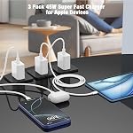 45W iPhone 17 16 15 Pro Max Chargeur charge rapide,3Pack USB C Bloc chargeur rapide avec long 10/10/6FT Câble C à C pour Apple 17 Pro Max/16 Pro/15/iPad 13th,pour Samsung Galaxy S25 S24 S23 S22 Ultra