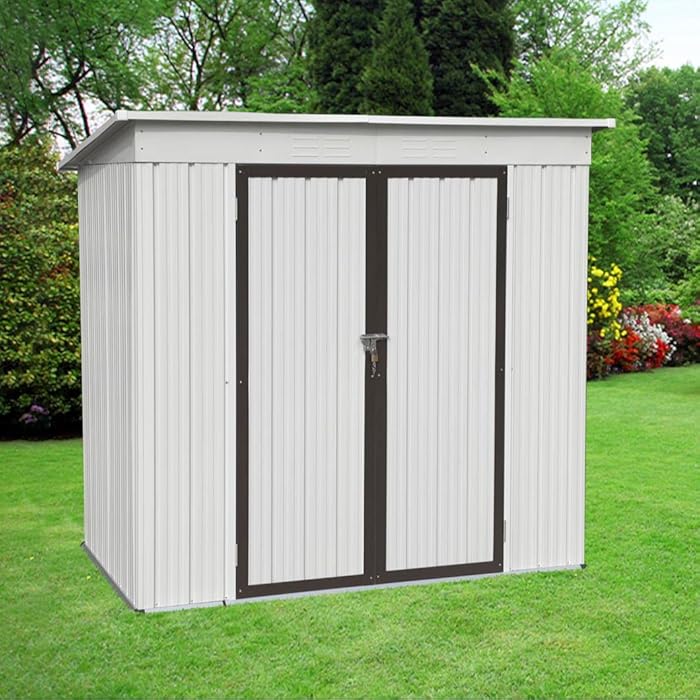 Buy 6x4 FT Outdoor Storage Bike Shed,Lockable Double Doors Metal Shed