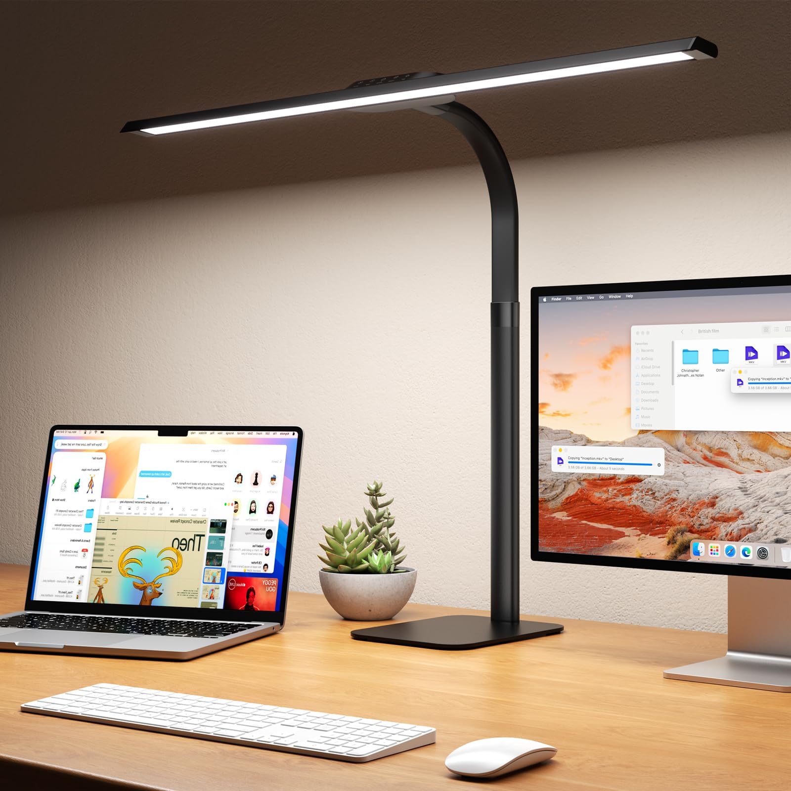 Kary Lámpara de escritorio LED con base, 24W 80cm 1800Lumen Lámpara de luz diurna regulable ultra brillante con Standfu para oficina, trabajo, diseño, arquitecto, regulación automática