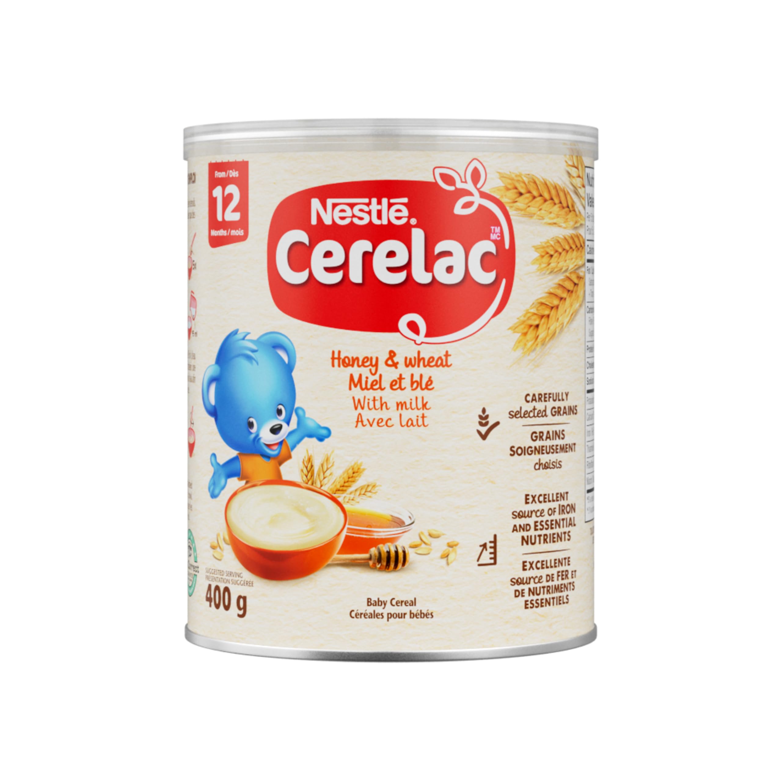 CERELAC Honey & Wheat With Milk Baby Cereal, Source of Iron & Essential Nutrients, Vegetarian, Certified Halal, Recyclable Canister, Resealable, 400 g - 2