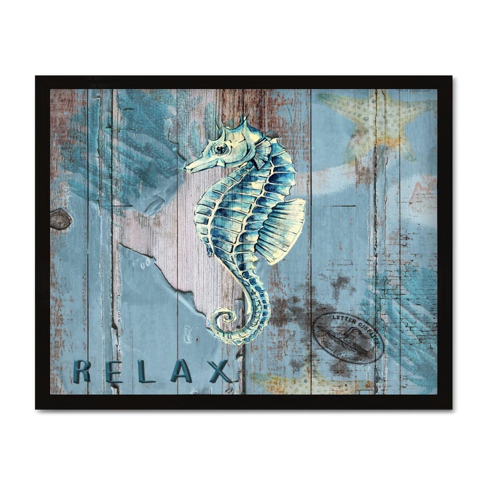 Panneau en bois hippocampe ocean decoration murale rustique