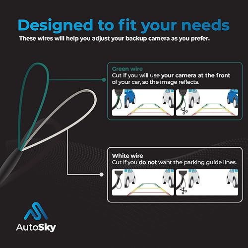 Miniatura 7 de AutoSky Cámara de respaldo inversa HD gran ángulo de visión universal para automóvil 2 opciones de instalación líneas de estacionamiento extraíbles