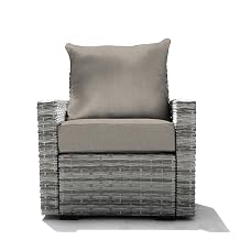 Honeycomb Outdoor Carmel Seat Modular Patio Furniture with Seat Connector and Built-in Storage, Weather Resistant, Ash Grey Wicker Chair with Soft, Supportive, Heathered Taupe Deep Seat Cushions