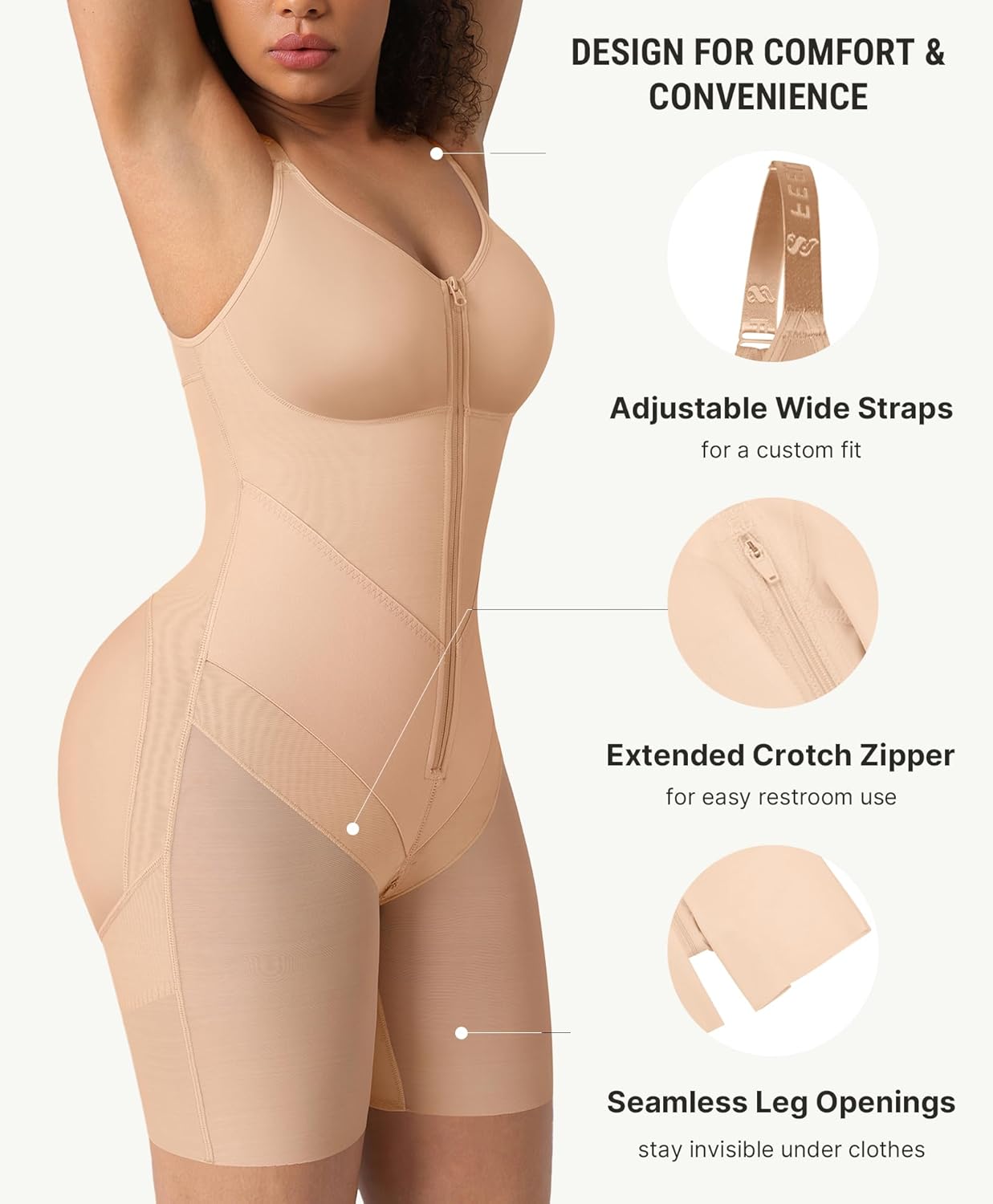 FeelinGirl Fajas Colombianas Moldeadoras Shapewear Tummy Control Postpartum Butt Lifting Body Shaper with Zipper Crotch - Image 6