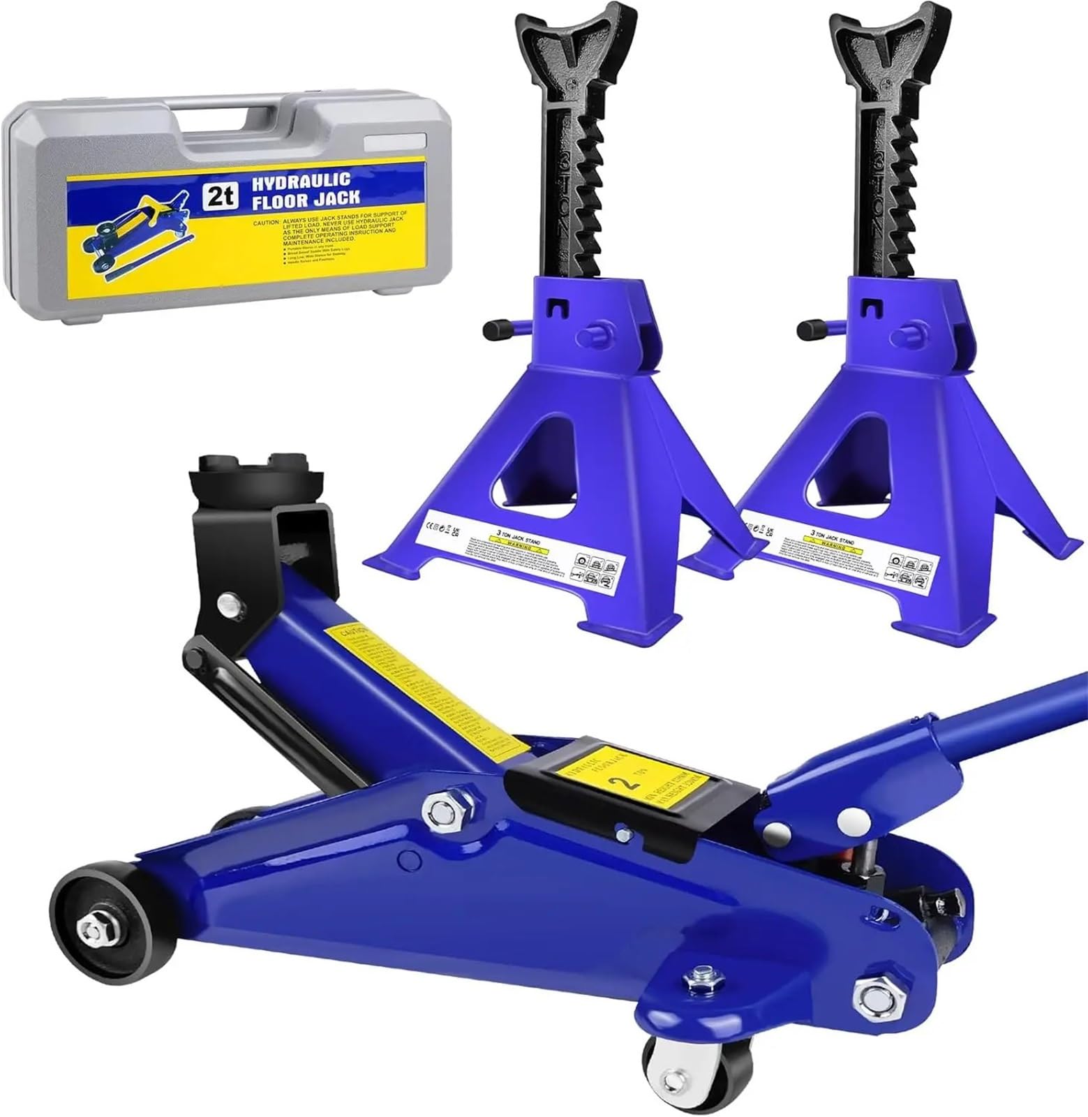 Tijera para automóvil Gato de Piso y Soporte, Juego de Soporte hidráulico de Perfil bajo de 2 toneladas y Soporte de Eje de 3 toneladas, Kit de reparación de neumáticos Steel Racing Gatos para Coche