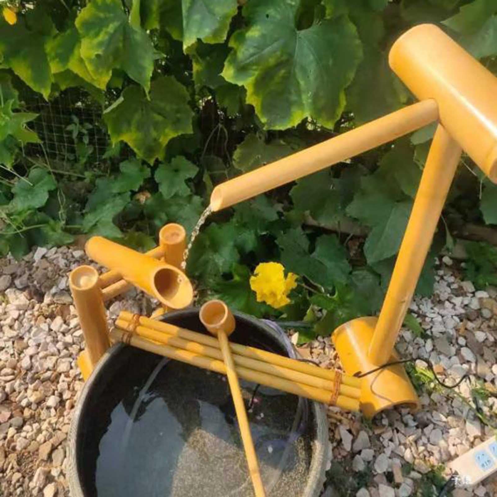 Fontaine à bascule for extérieur, fontaine à eau de jardin zen en bambou | Avec pompe, fontaine zen à faire soi-même, ensemble de fontaine zen en bambou