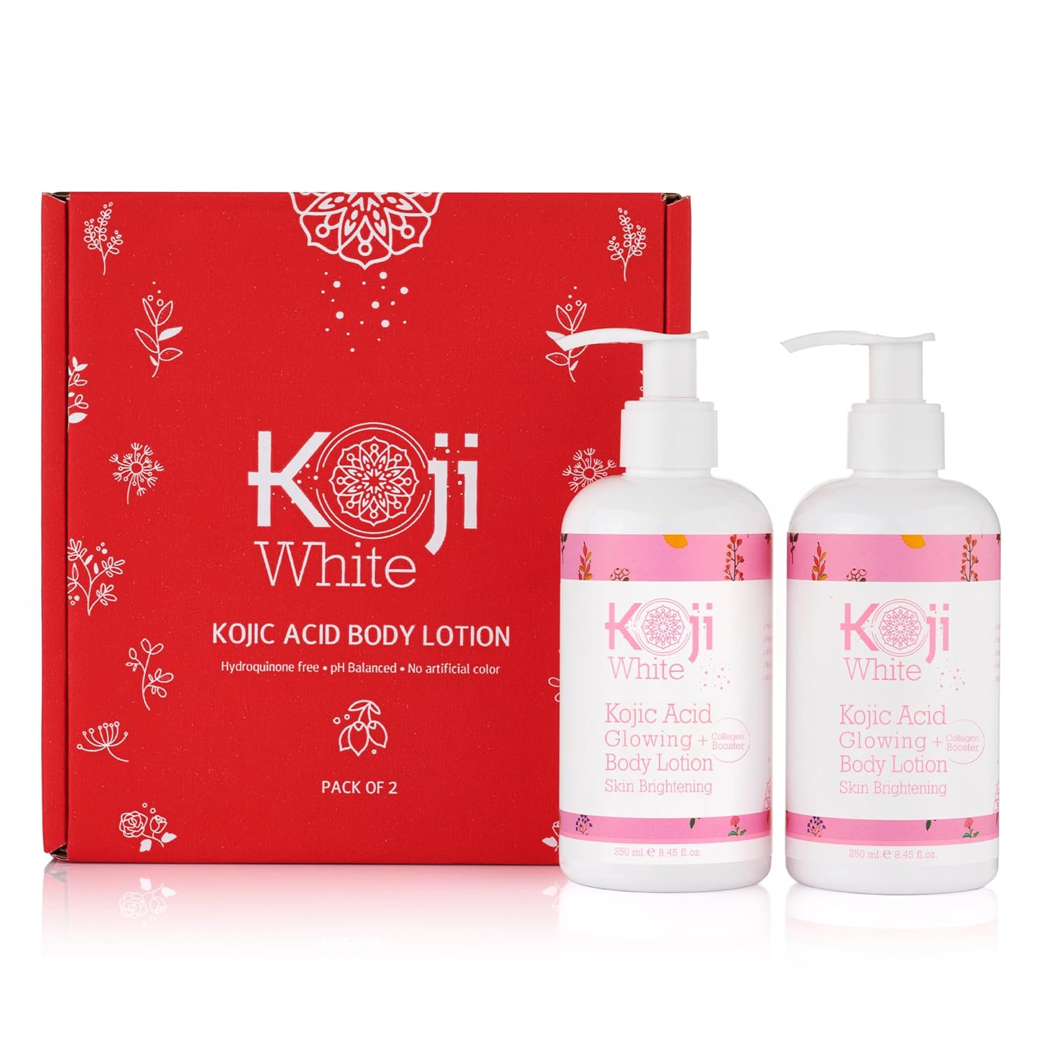 Koji White Kojic Acid & Collagen Body Lotion, Women Gifts Set for Skin Brightening with Arbutin, Glowing Skin, Moisturizer & Radiant Complexion, Uneven Skin Tone – Vegan, 8.45 Fl Oz (2 Packs)