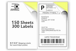 300 Pack of 8.5 x 5.5 Inch Half-Page Shipping Labels for Easy...