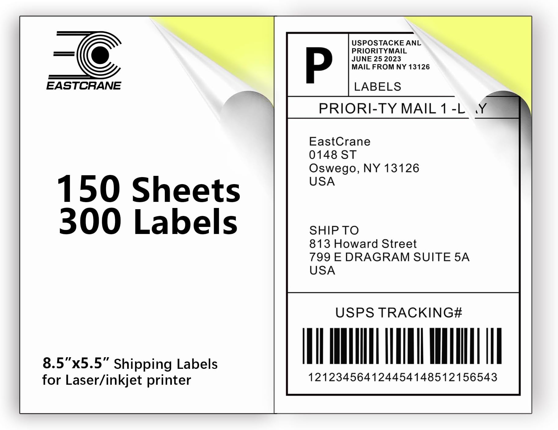 Half Sheet Self Adhesive Shipping Labels for Laser and