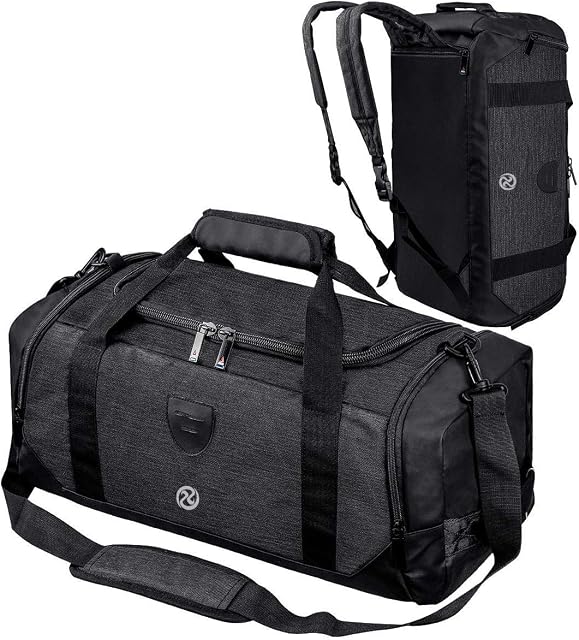 Bosidu Sac de gym pour hommes & Femmes imperméable Sac de sport Voyage Sacs en duffel avec poche humide & Compartiment de chaussures 40L (Noir)