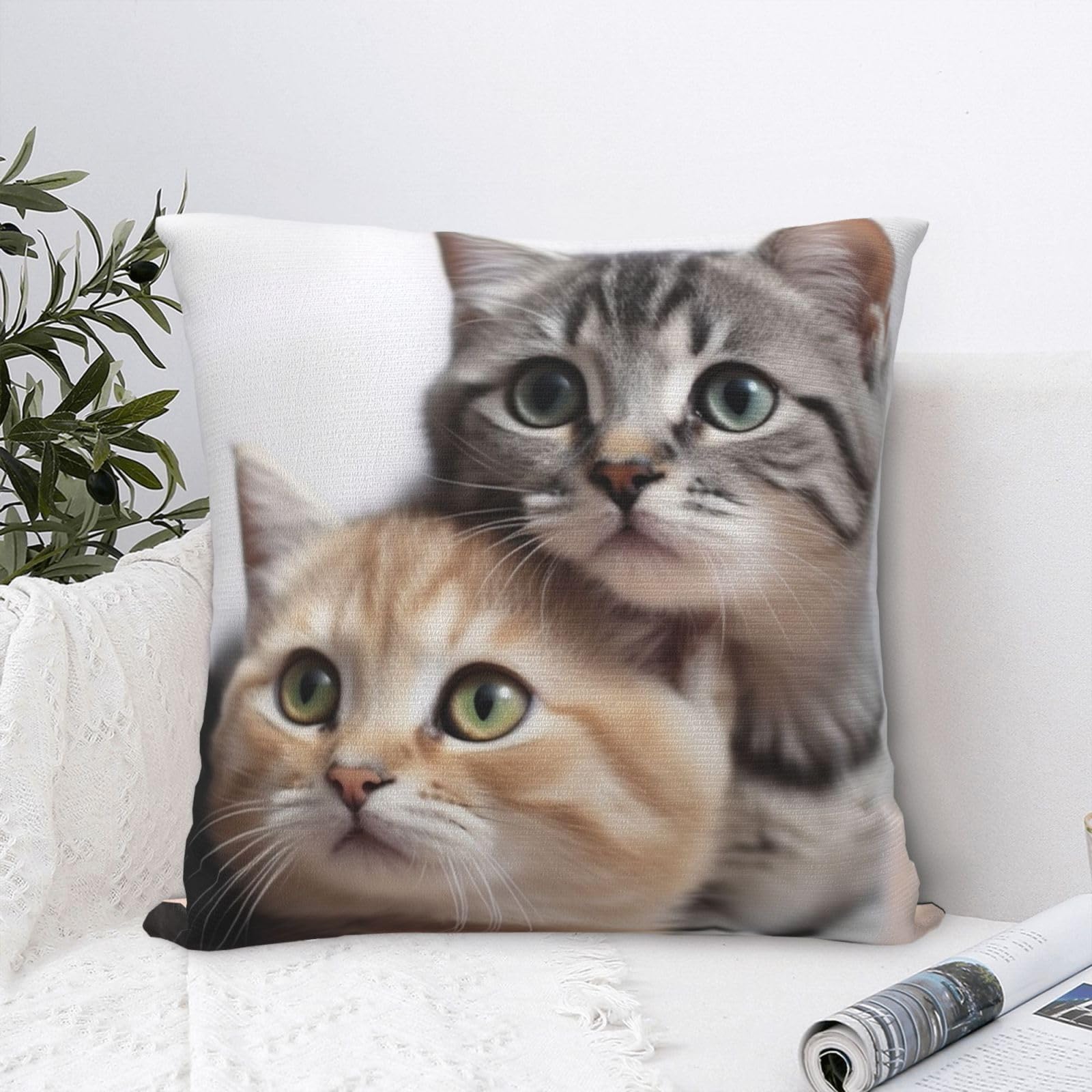 FodPand Luxury Velvet Throw Pillow Covers 20"x20" Super Soft Decorative Pillow Cases - Cats Pillowcases Modern Lumbar Cushion Cases for Couch Sofa Bed Pillow Shams