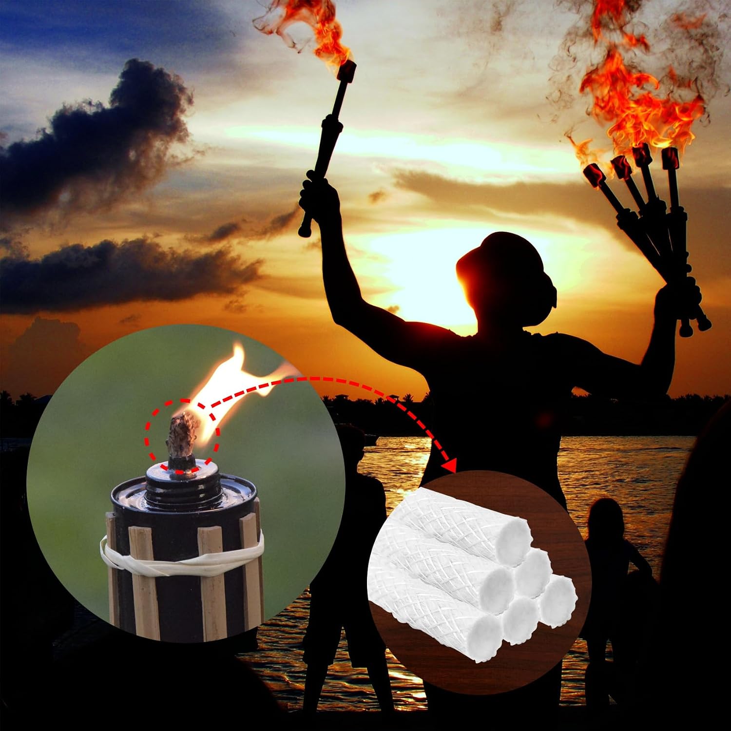 5 Pcs Replacement Wicks for Tiki Torches, Long Life Fiberglass Replacement Wicks,10 Inch Torch Wicks for DIY Bottles Oil Lamp Outside Lanterns Oil Lamps (5)
