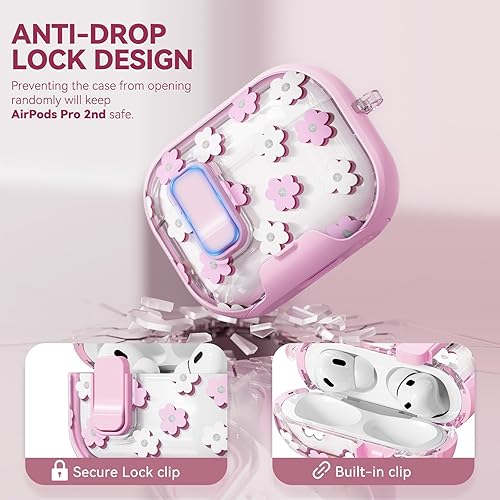 Miniatura 3 de Funda con bloqueo de seguridad para Apple AirPods 2, bonita funda para AirPod Pro de 2 generación con soporte para teléfono y kit de limpieza para