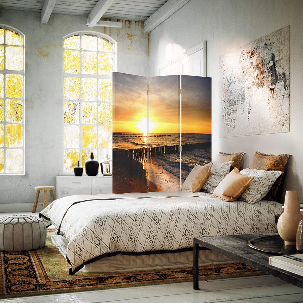 Paravent Soleil Cloison de séparation 2 Faces Bleu 110x180 cm