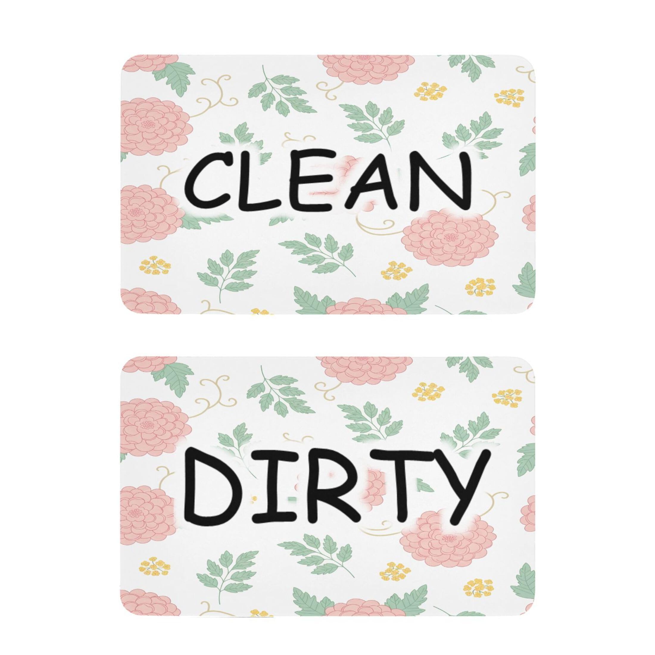 Kutsu Dishwasher Magnet Clean Dirty Sign Indicator, Flowers Fridge Magnet, Easy to Read, 2 Pack