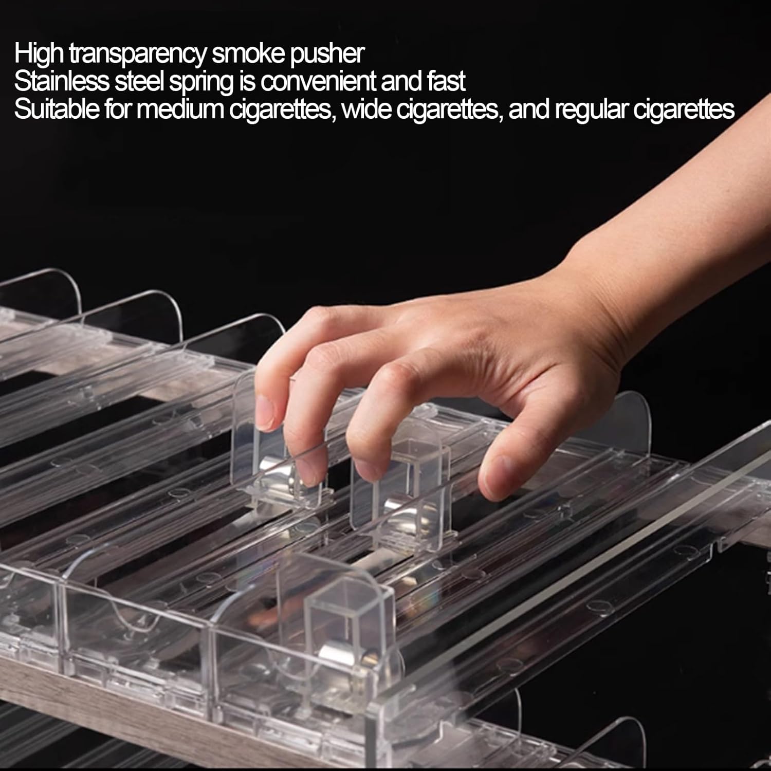 High Capacity Cigarette Rack, Matchbook Holder Divider, Automatic Cigarette Pusher Tray, Wall Mounted Tobacco Display Box (Color : Transparent, Size : 61.5x8.2x51cm)