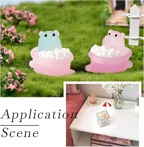 Miniatura 2 de KISSITTY 24 mini figuritas luminosas de resina luminosa de cerdo de hadas, jardín, paisaje, acuario, maceta, decoración para bricolaje, bonsái,