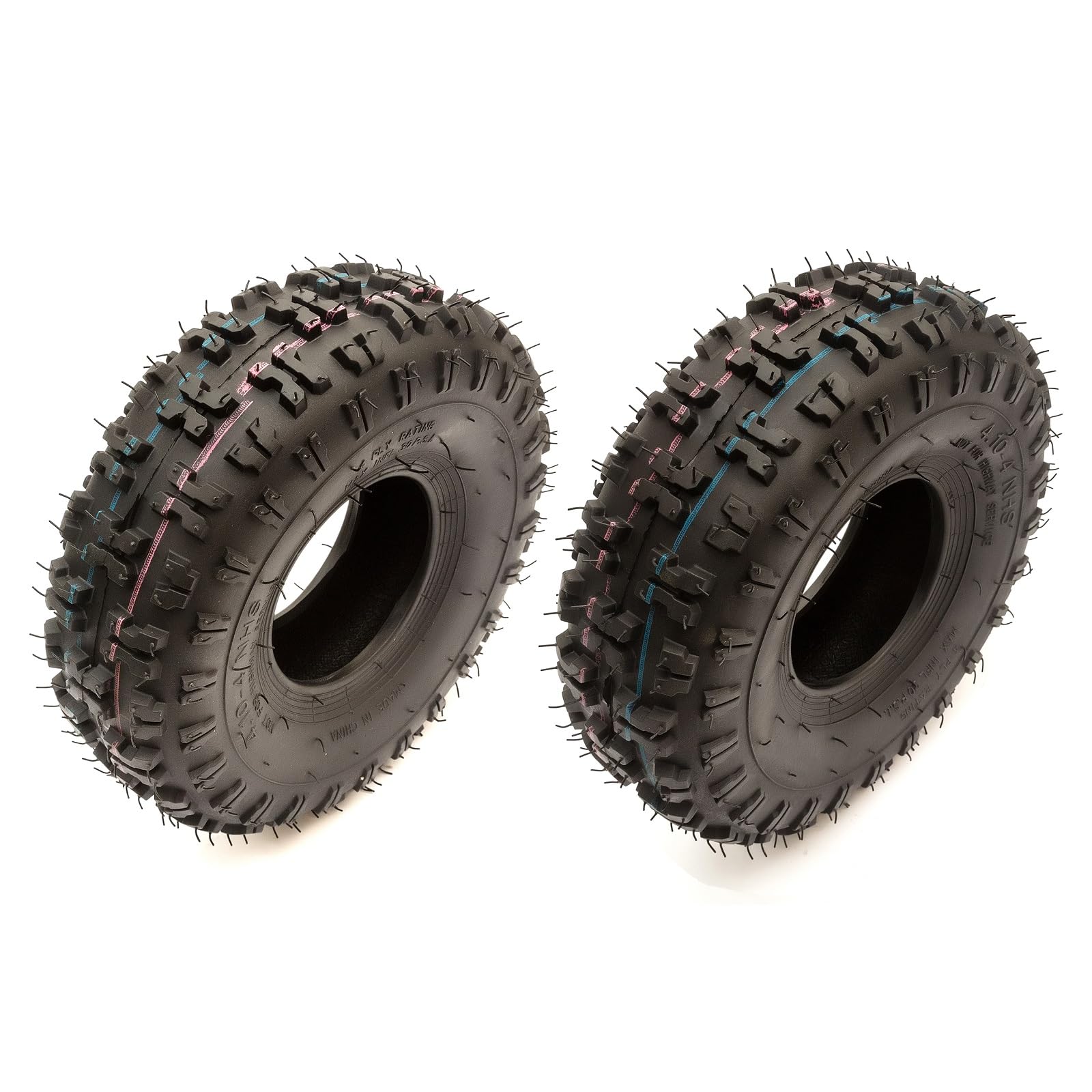 Pack of 2 x Tyres 4.10-4 Knobbly Off Road Deep Tread Mini Moto Quad Bike ATV 410-4 4 Inch