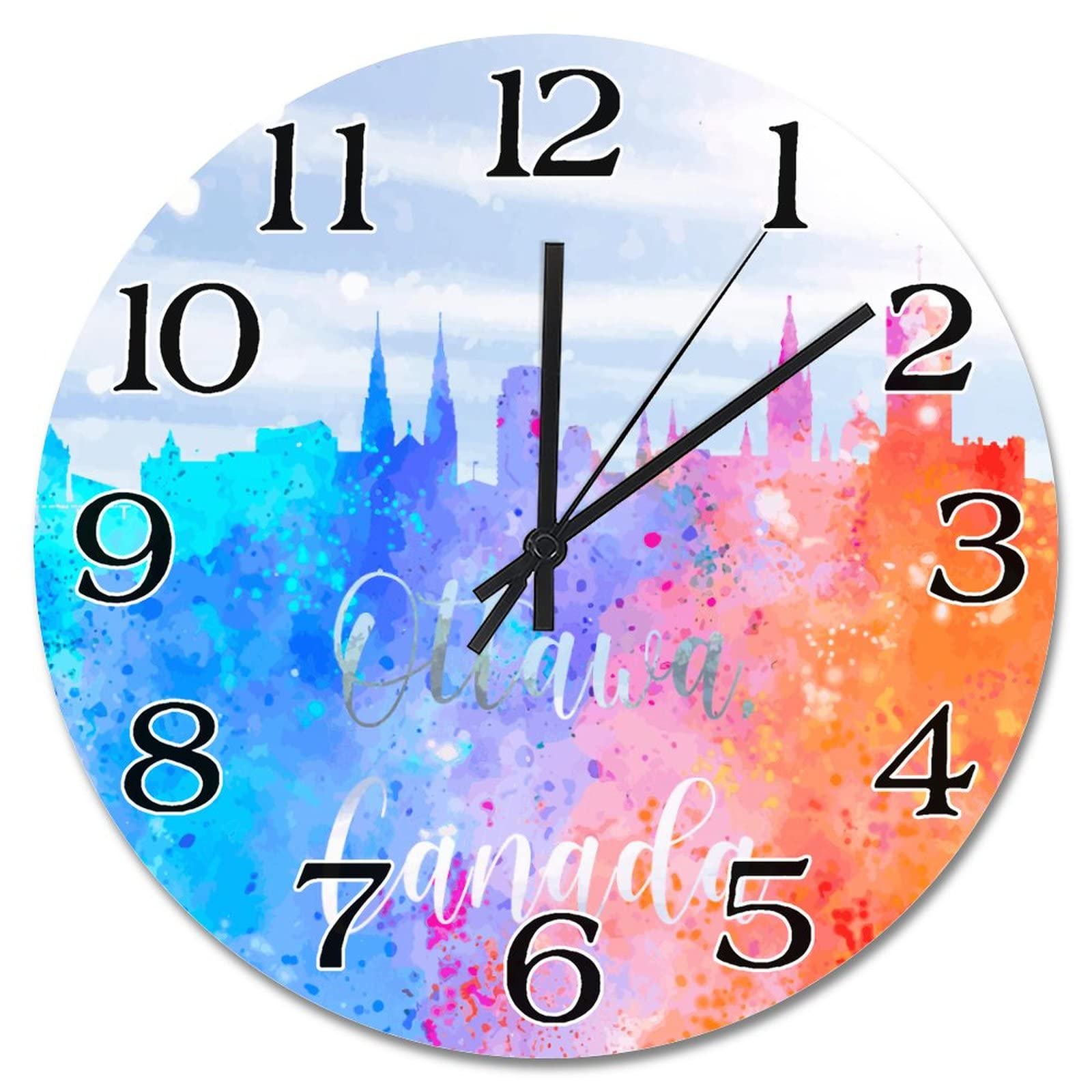 Horloge murale Ottawa en bois 38 cm silencieuse à piles pour salon