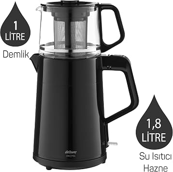 Arzum AR3134 Dreamtea Çay Makinesi 1 L Demlik Kapasitesi, Siyah
