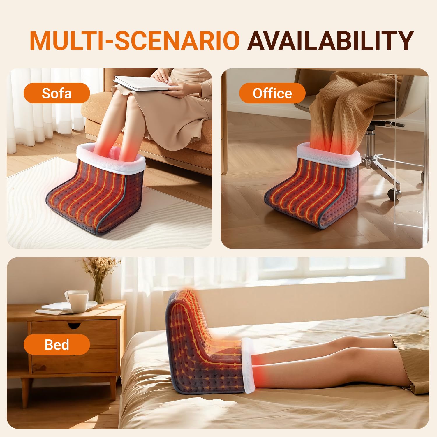 ALLJOY Chauffe-Pieds électrique, Protection Contre la Surchauffe, Coussin Chauffant Rapide pour les Pieds 6 Niveaux de Chauffage, Automatique & Lavable en Machine, Homme et Femme, Cadeaux de Noël