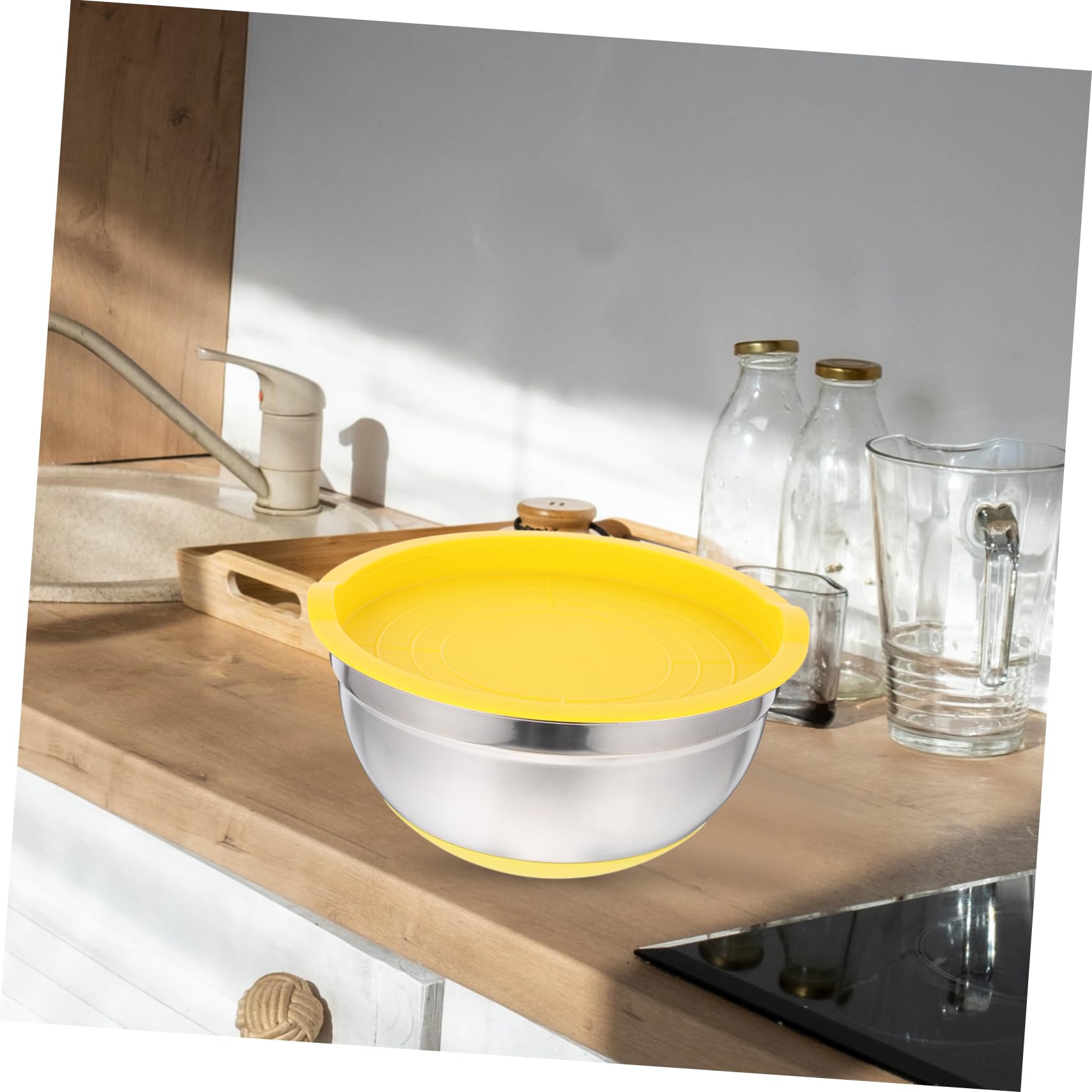 4piezas Tazones Inoxidable Antideslizantes Base Para Ensaladas y Almacenamiento De Frutas Mezclados Para Cocina y Hornear
