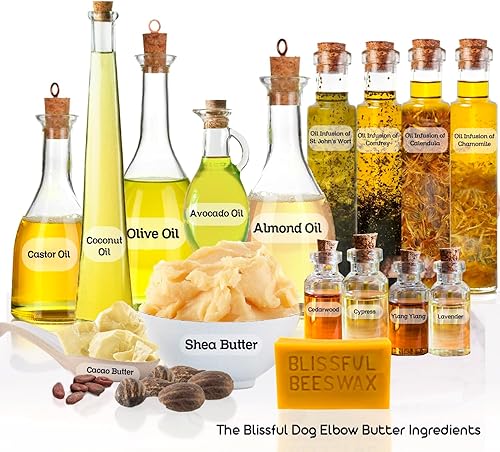 Vista 6 de The Blissful Dog Mantequilla de codo para callos secos y agrietados, bálsamo para perros seguro para lamer, bálsamo calmante para codos con manteca