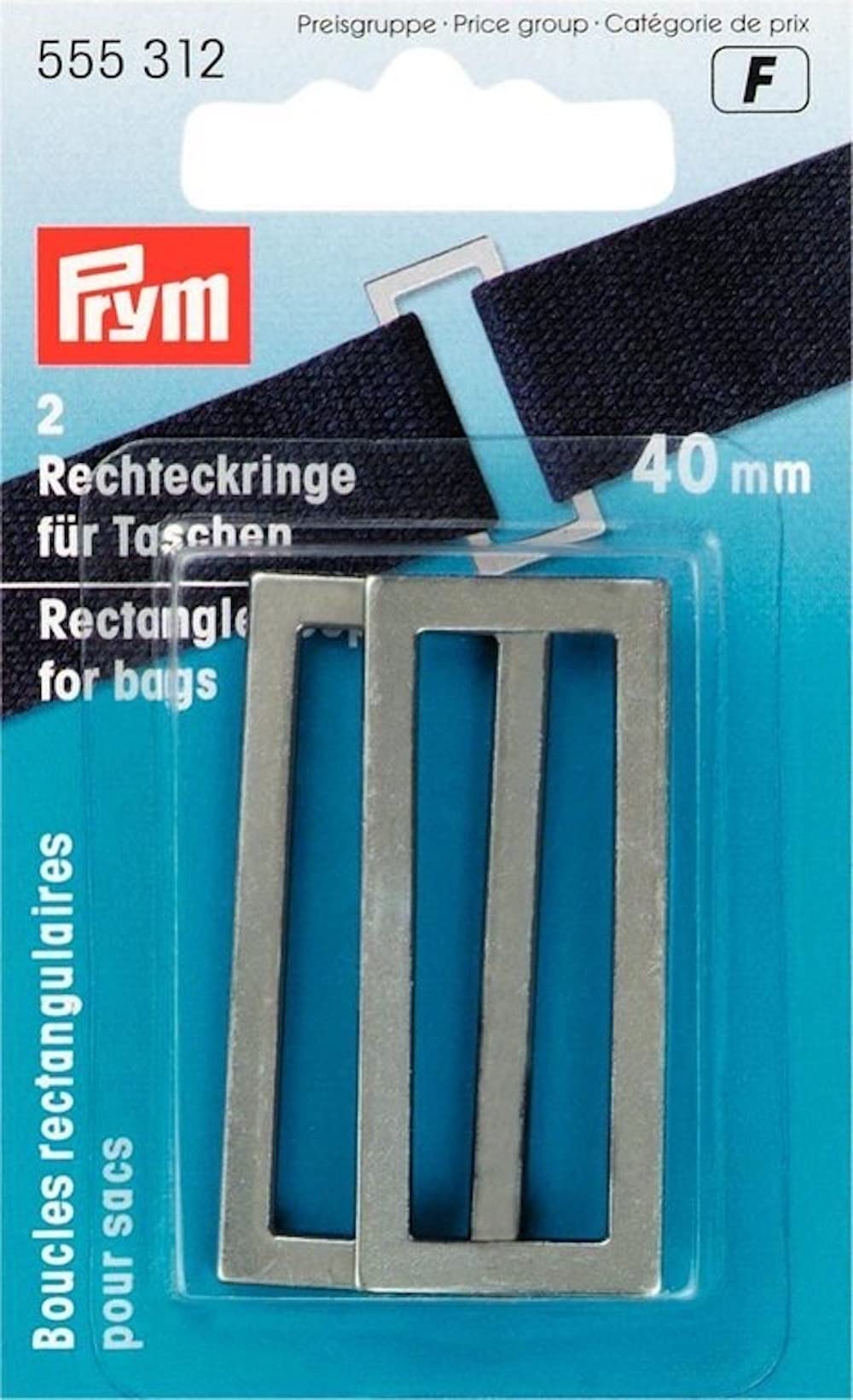 Prym Rectangle Loops for Bags and Straps, Metal, Antique Silver, 40 mm, 2-Piece