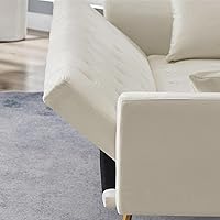 Vista 75 de Sofá cama moderno de terciopelo de 72 pulgadas, sofá cama plegable convertible con 3 respaldos ajustables, sofá biplaza reclinable copetudo